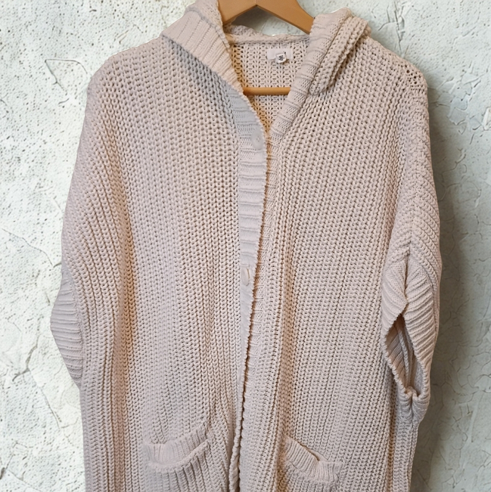 Aerie Off White Oversized Sweater Vest Hoodie With Pockets Women's Size Medium